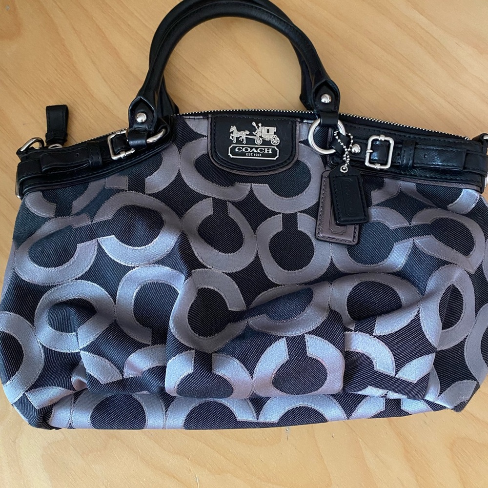 Coach Black and Gray Signature Satchel